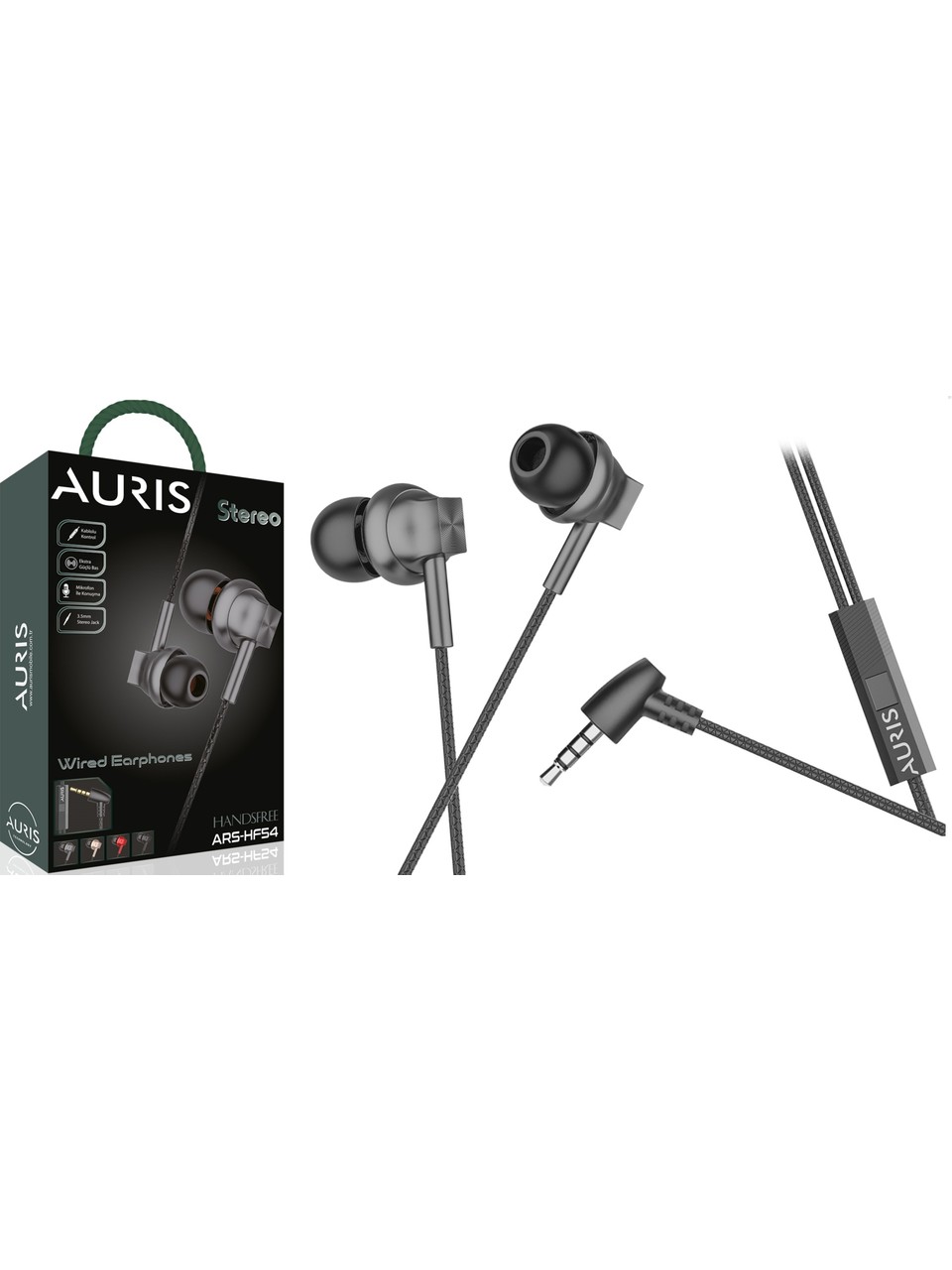 Auris ARS-HF54 Mikrofonlu Silikon Başlıklı Kablolu 3-5mm Stereo Jack Girişli Kulaklık